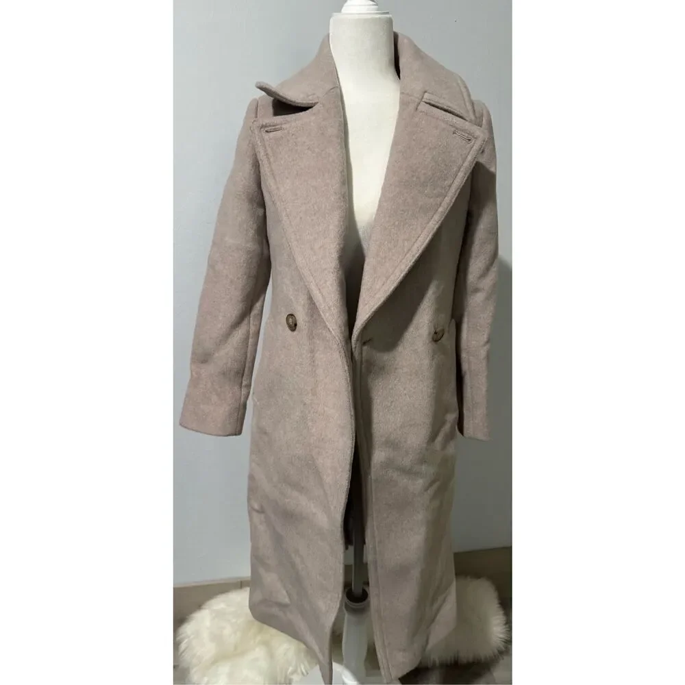 Club Monaco Daylina wool blend light blush long coat XS